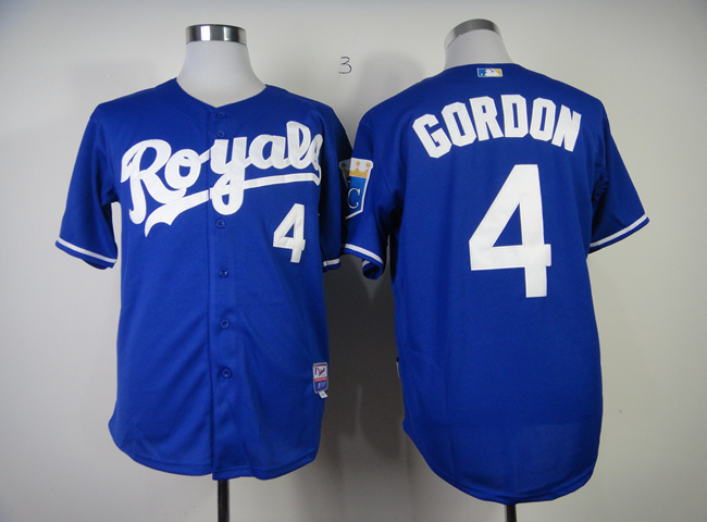 Men Kansas City Royals #4 Gordon Blue MLB Jerseys->kansas city royals->MLB Jersey